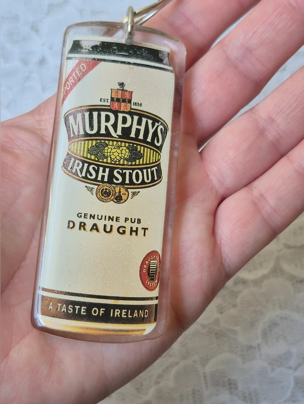 Irish Stout Keychain - Cream and Black Pub Draught Design